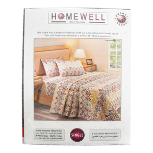 Homewell Single Size Bed Sheet, 160 x 240 cm, Assorted