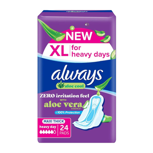 Always Aloe Cool Maxi Thick Sanitary Pads With Aloe Vera Essence XL for Heavy Days 24 pcs