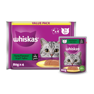 Whiskas Wet Cat Food Tuna for Adult Cats 1+ Years 4 x 80 g