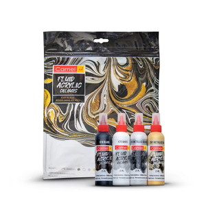 Camel Fluid Acrylic Colour, Canvas And Apron Kit – Monochrome Shade