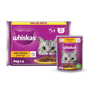 Whiskas Catfood With Chicken In Gravy For 1+ Years 4 x 80 g