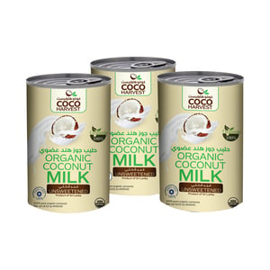 Coco Harvest Organic Coconut Milk Unsweetened Value Pack 3 x 400 ml