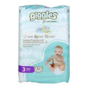Giggles Premium Baby Diaper Midi Size 3 4-9 kg 62 pcs