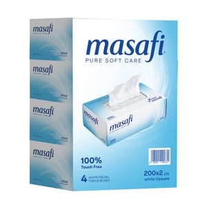 Masafi White Facial Tissue 2ply 4 x 200 Sheets