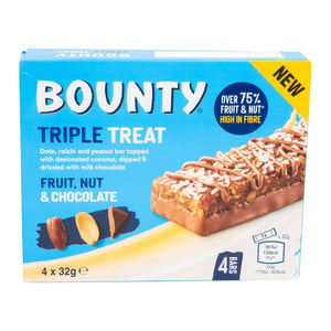 Bounty Triple Treat Fruit Nut & Chocolate 4 x 32 g