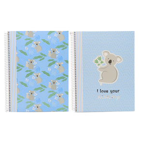 Ancor Single Lined Hard Cover Spiral Notebook, A4 Size, 80 Sheets - Koala, Assorted, 104967