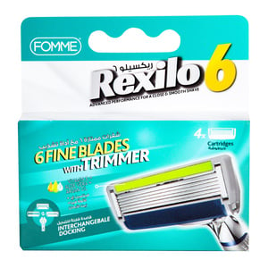 Fomme Rexilo 6 Fine Blades with Trimmer Cartridges 4 pcs