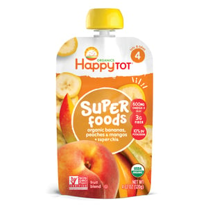 Happy Family Stage 4 Organic Bananas Peaches & Mango + Super Chia Super Foods 120 g