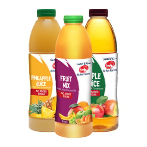 Al Ain Apple + Fruit Mix + Pineapple Juice No Added Sugar 3 x 1 Litre