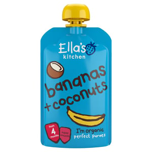 Ella's Kitchen Organic Super Smooth Bananas and Coconut Puree From 4+ Months Baby Food 120 g