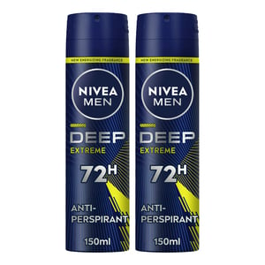 Nivea Men Deep Extreme 72H Ant-Perspirant Spray 2 x 150 ml