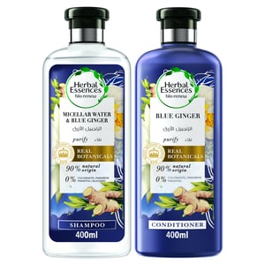 Herbal Essences Bio: Renew Natural Shampoo + Conditioner with Micellar Water & Blue Ginger for Hair Purifying 400 ml + 400 ml