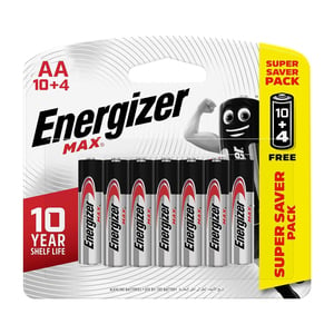 Energizer Max Alkaline AA Batteries Pack of 10+4