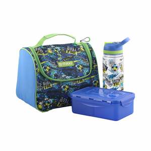 Maxi Lunch hBag+Lunch Box+Water Bottle Set-Blue