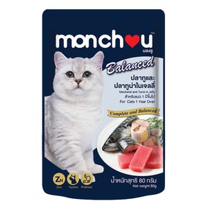 Monchou Catfood Mackerel And Tuna In Jelly For 1 Year Over 80 g