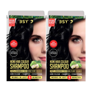 BSY Noni Hair Colour Shampoo Natural Black Value Pack 2 x 20 ml