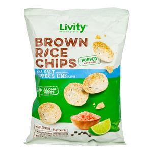 Livity Beyond Green Brown Rice Chips Sea Salt , Pepper & Lime Flavor 60 g