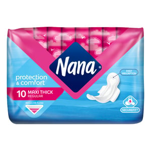 Nana Protection & Comfort Maxi Thick Sanitary Pads with Wings For Regular Flow 10 pcs