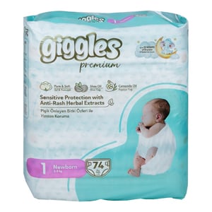 Giggles Premium Newborn Baby Diaper Size 1 2-5 kg 74 pcs