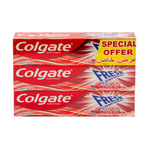 Colgate Fresh Confidence Xtreme Red Toothpaste Value Pack 3 x 125 ml