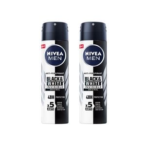 Nivea Men Invisible For Black & White Deodorant Spray Value Pack 2 x 150 ml