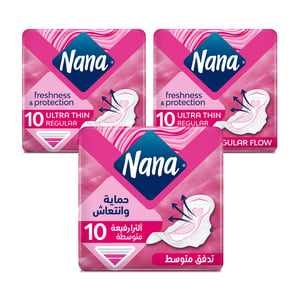 Nana Freshness & Protection Ultra Thin For Regular Flow Sanitary Pads 10 pcs 2+1