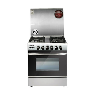 Nikai Stainless Steel Free Standing Gas Cooking Range,4 Burner, 60 x 60 cm,  Black/Silver, U6070EG