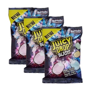 Bazooka Juicy Drop Blasts Chews Filled With Sour Powder Value Pack 3 x 120 g