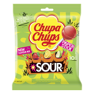 Chupa Chups Sour Assorted Flavour Lollipops 10pcs 120 g