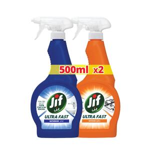 Jif Ultra Fast Cleaner Spray For Bathroom & Kitchen 2 x 500 ml