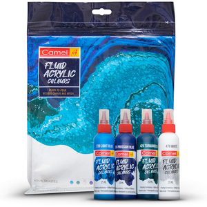 Camel Fluid Acrylic Colour, Canvas And Apron Kit – Aqua Shades