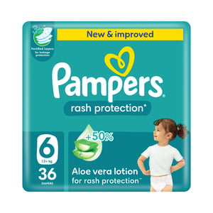 Pampers Rash Protection Taped Diapers, Size 6, 13+kg, Mega Pack, 36 pcs