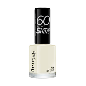 Rimmel London 60 Seconds Super Shine Nail Polish, 703 White Hot Love, 8 ml - 0.25 fl oz