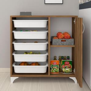 Home Canvas Compo Multifunctional Cabinet (5 Baskets, Walnut) BF00208