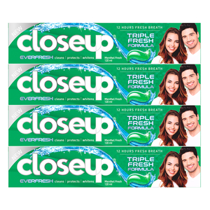 Closeup Triple Fresh Formula Gel Toothpaste Menthol Fresh Value Pack 4 x 120 ml