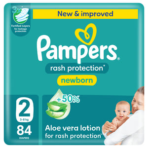 Pampers Rash Protection Taped Diapers, Size 2, 3-8kg, Mega Pack, 84 pcs