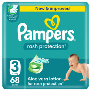 Pampers Rash Protection Taped Diapers, Size 3, 6-10kg, Mega Pack, 68 pcs