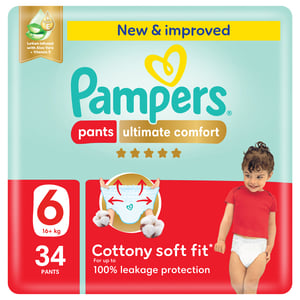 Pampers Ultimate Comfort Pants Diapers, Size 6, 16+kg, Super Saving Pack, 34 pcs