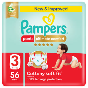 Pampers Ultimate Comfort Pants Diapers, Size 3, 6-11kg, Super Saving Pack, 56 pcs