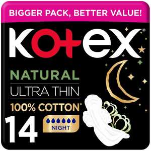 Kotex Ultra Thin Natural Night Sanitary Pads With Wings 14 pcs