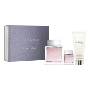 Calvin Klein Euphoria For Men Set EDT 100ml + Travel Size EDT 15ml + Aftershave Balm 100ml (New Pack)