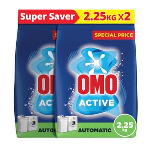 Omo Automatic Powder Laundry Detergent, Active Value Pack 2 x 2.25 kg