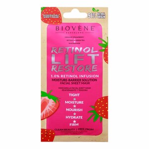 Biovene Retinol Lift Restore Moisture-Barrier Organic Strawberry Facial Sheet Mask 20 ml