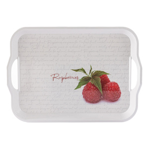 LuLu Melamine Rectangle Tray with Handle, 17 inches, Raspberry