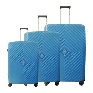 في اي بي كواد حقائب سفر صلبة ذات 4 عجلات، طقم 3 قطع، أزرق