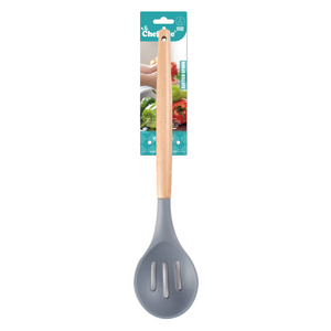 Chefline Silicone Slotted Spoon with Wooden Handle, RS504