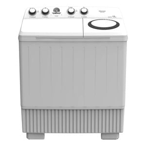 Hisense Twin Tub Semi Automatic Washing Machine, 12 kg, White, WSCE121