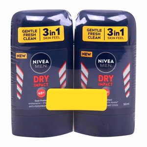Nivea Men Deo Stick Dry Impact Plus Anti Perspirant, 2 x 50 ml