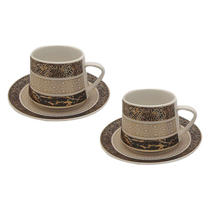 Pearl Noire Ceramic 90cc Turkish Coffee Mug, 12pcs(6pcs mugs and 6pcs saucer), MJ23