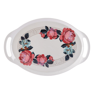 LuLu Melamine Oval Tray with Handle, 17.5 inches, Grace